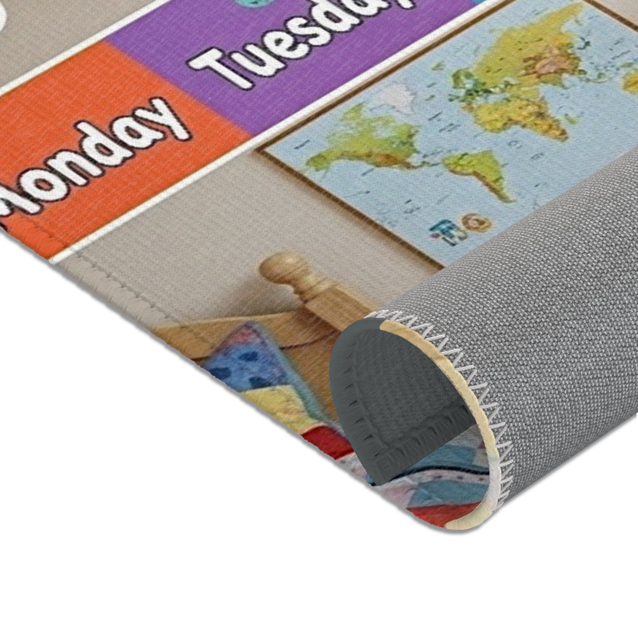 Days of the Week Kids Area Rug – Colorful Classroom/Learning Playroom Mat