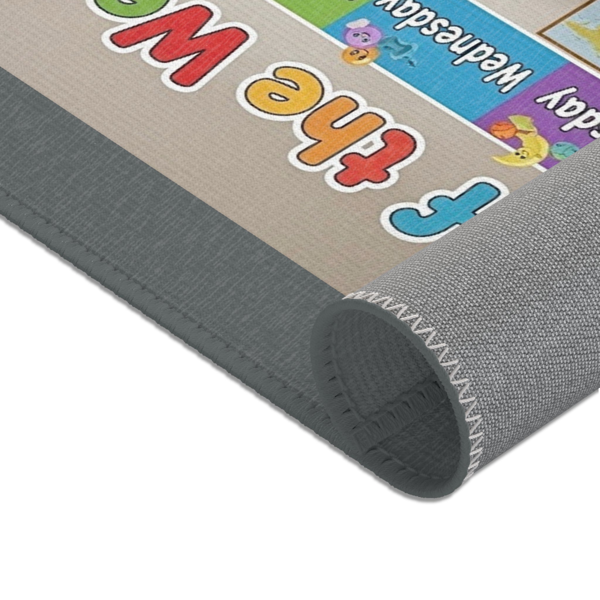 Days of the Week Kids Area Rug – Colorful Classroom/Learning Playroom Mat