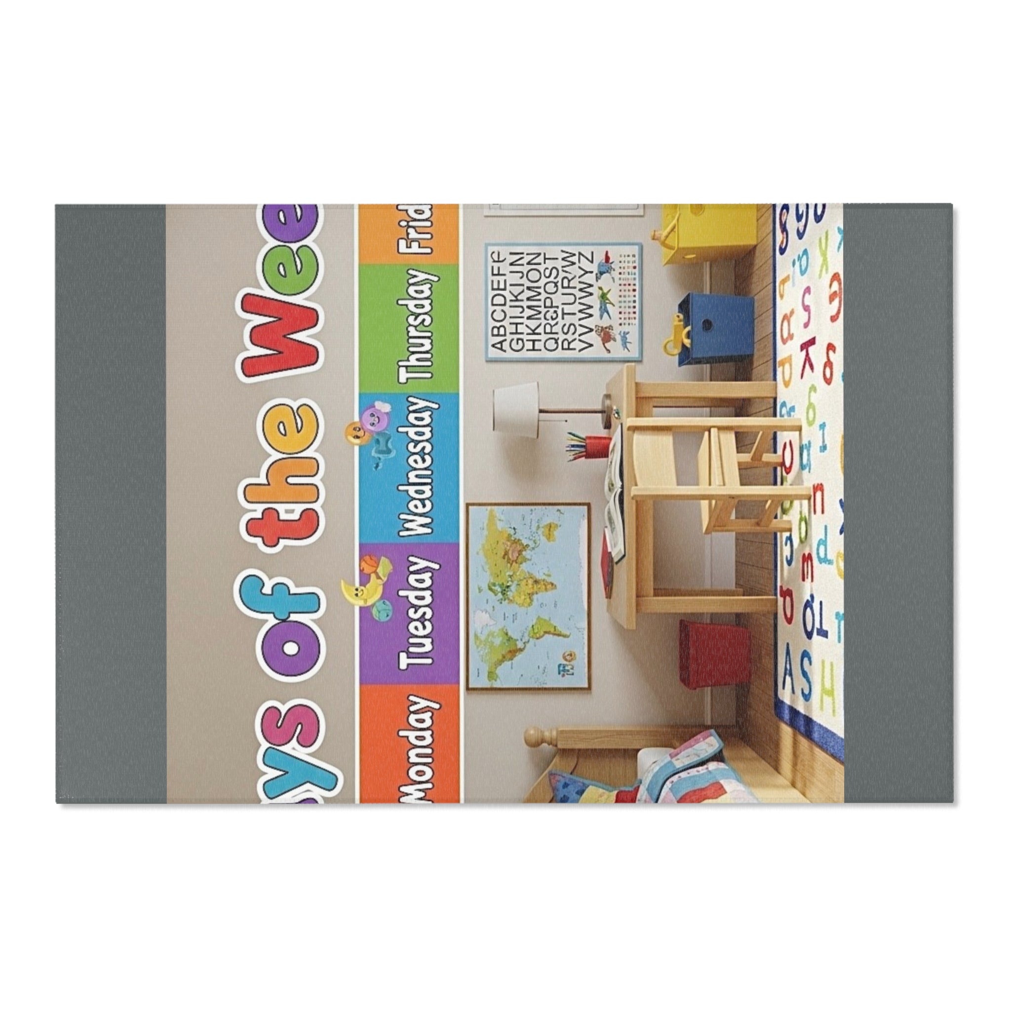 Days of the Week Kids Area Rug – Colorful Classroom/Learning Playroom Mat
