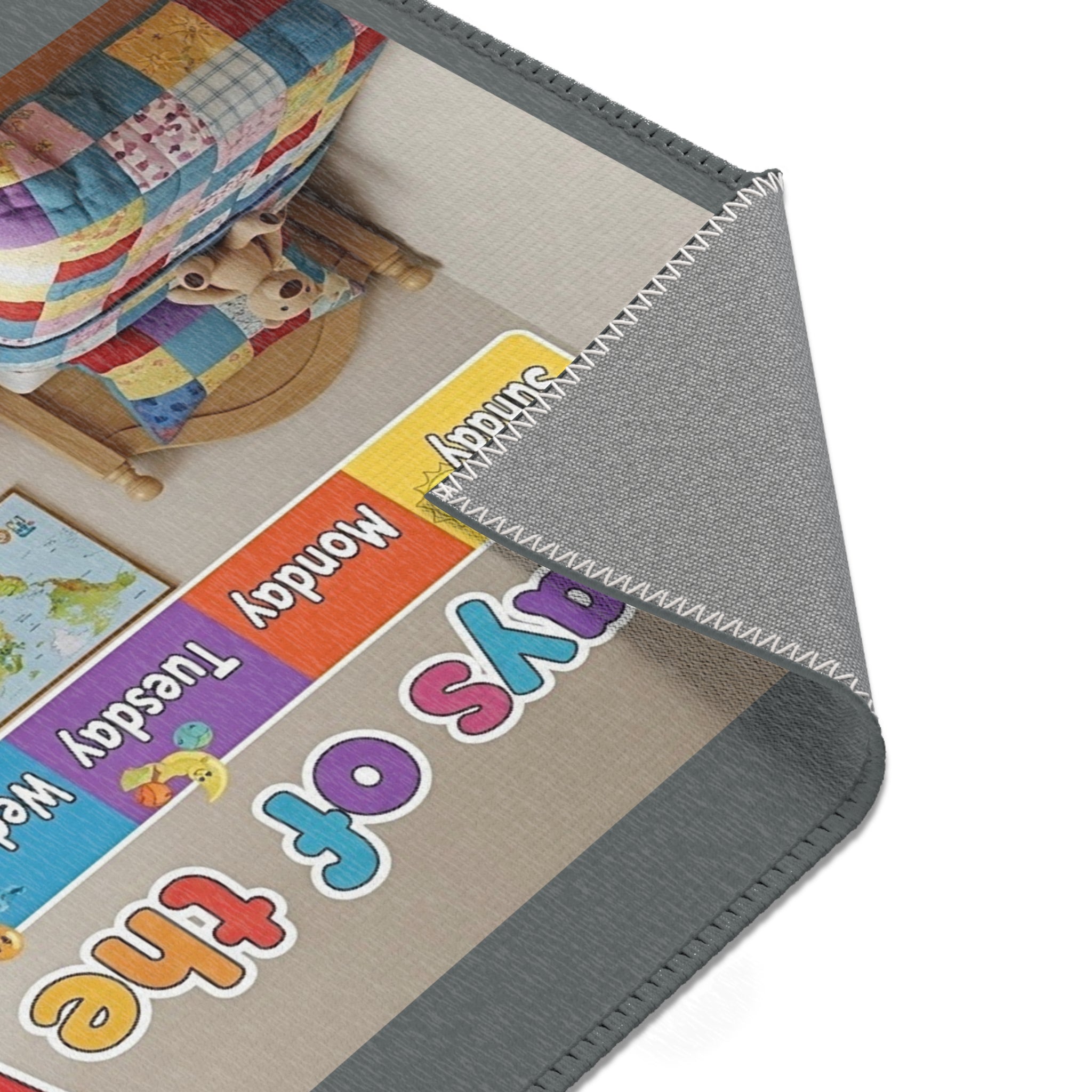 Days of the Week Kids Area Rug – Colorful Classroom/Learning Playroom Mat