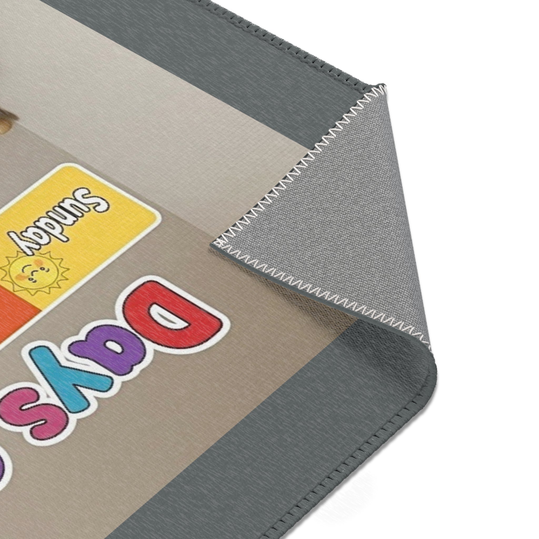 Days of the Week Kids Area Rug – Colorful Classroom/Learning Playroom Mat
